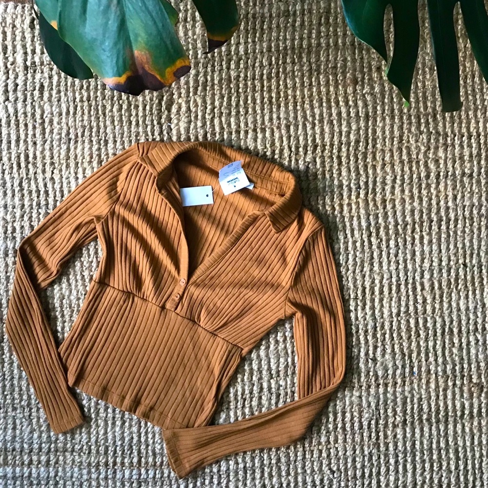 90s collard long sleeve top
